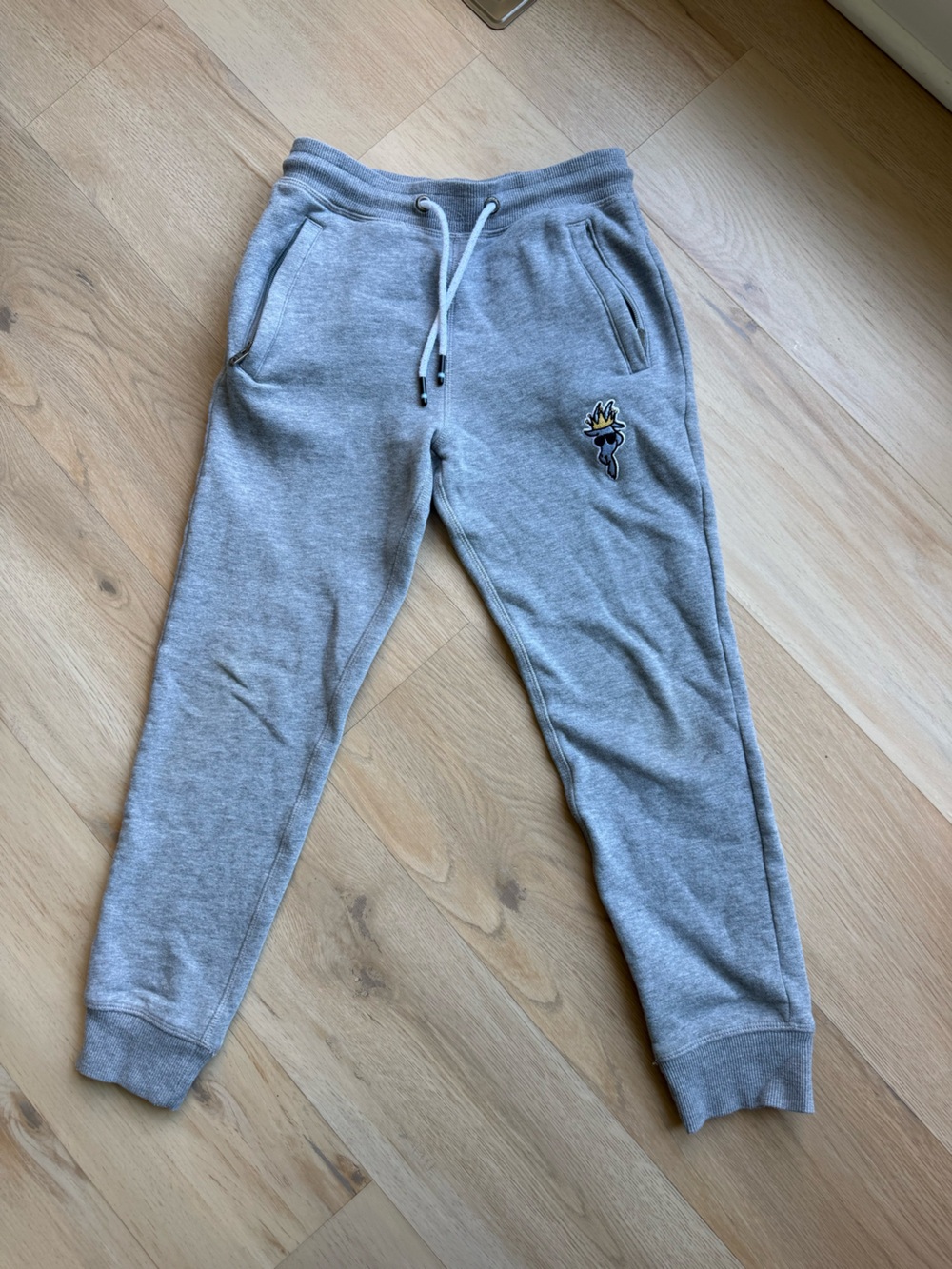 GAP Light Gray Kids Jogger Sweatpants with Embroidered Patch